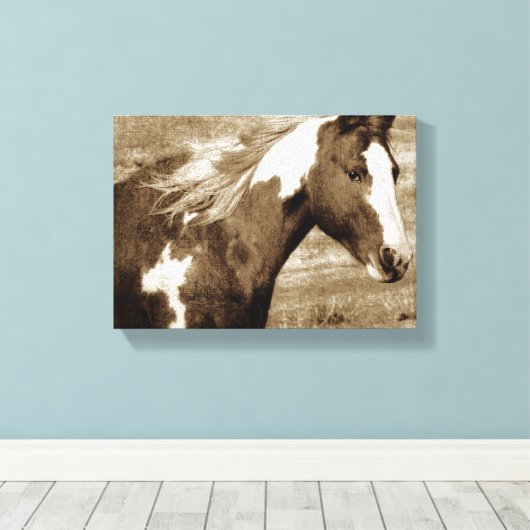 Sepia Flashy Mare Leinwanddruck (Insitu (Holzboden))