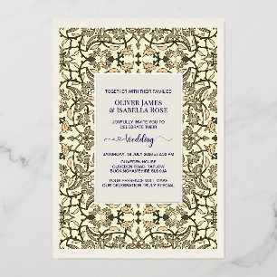 Sepia Floral Arabesque Hochzeit Einladung - Foil