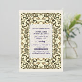 Sepia Floral Arabesque Hochzeit Einladung - Foil (Stehend vorne)