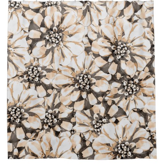 Sepia Floral Pattern Duschvorhang (Vorderseite)