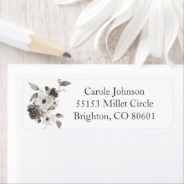 Sepia Floral Return Address Label