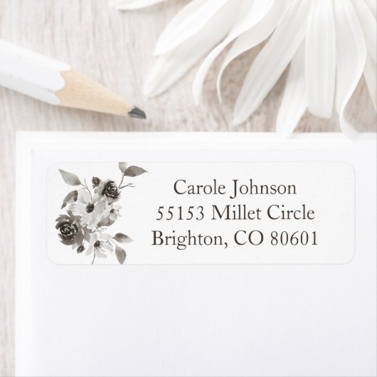 Sepia Floral Return Address Label (Insitu)