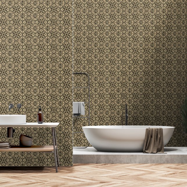Sepia Floral Tiles Tapete (Badezimmer)
