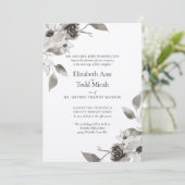 Sepia Floral Watercolor Hochzeit Einladung (Stehend Vorderseite)