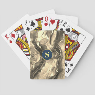 Sepia Flüssigtinte Töne, Monogramm Spielkarten