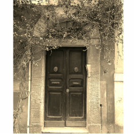 Sepia Foto einer Tür in Europa Freistehende Fotoskulptur