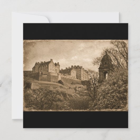 Sepia-Foto von Edinburgh Castle Save The Date (Vorderseite)