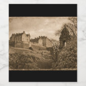 Sepia-Foto von Edinburgh Castle Weinetikett (Einzelnes Label)