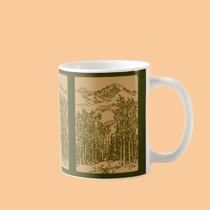 Sepia-Gebirge und Wald Kaffeetasse