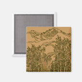 Sepia-Gebirge und Wald Magnet (Vorderseite/Rückseite)
