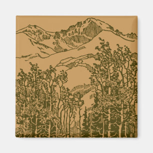 Sepia-Gebirge und Wald Magnet