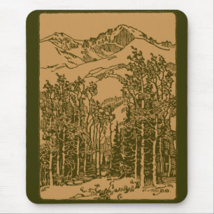Sepia-Gebirge und Wald Mousepad