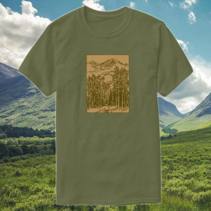 Sepia-Gebirge und Wald T-Shirt
