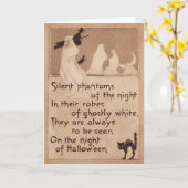 Sepia-Geist-Hexe-schwarze Katzen-Halbmond-Mond Karte (Gelbe Blume)