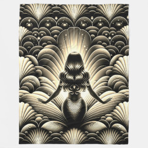 „Sepia-getönte Meerjungfrau-Eleganz - Vintage-Fant Fleecedecke