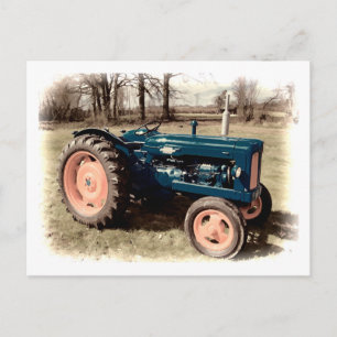 Sepia getönter antiker Vintage Traktor Postkarte