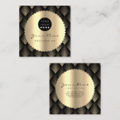 Sepia Gold Black Glitzer Makeup Artist Lashes Logo Quadratische Visitenkarte (Vorne/Hinten)