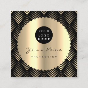 Sepia Gold Black Glitzer Makeup Artist Lashes Logo Quadratische Visitenkarte
