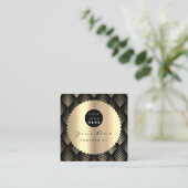 Sepia Gold Black Glitzer Makeup Artist Lashes Logo Quadratische Visitenkarte (Stehend Vorderseite)