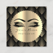 Sepia Gold Black Glitzer Makeup Artist Lashes WELL Quadratische Visitenkarte (Vorderseite)
