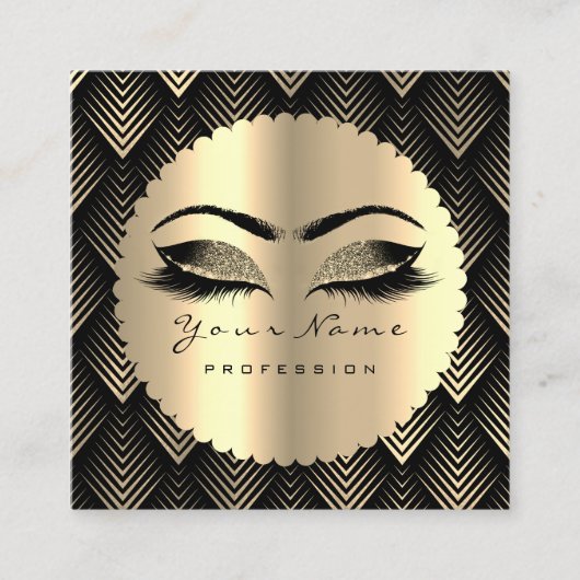 Sepia Gold Black Glitzer Makeup Artist Lashes WELL Quadratische Visitenkarte (Vorderseite)