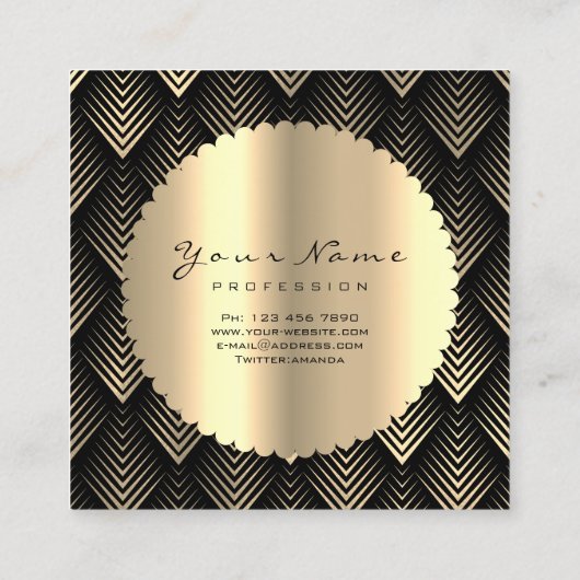 Sepia Gold Black Glitzer Makeup Artist Lashes WELL Quadratische Visitenkarte (Rückseite)