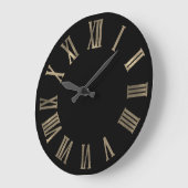 Sepia Gold Black Metallic Minimal römische Zahlen Große Wanduhr (Winkel)