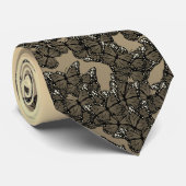 Sepia & gold butterflies theme, Pattern-Insekten Krawatte (Gerollt)