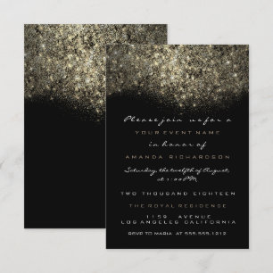 Sepia Gold Funkelnd Glitzer Schwarze Einladung
