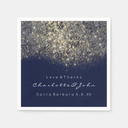 Sepia Gold Glitzer Blue Navy Confetti Sequin Serviette (Vorderseite)
