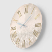 Sepia Gold Glitzer Gray Metallic römische Zahlen Große Wanduhr (Winkel)