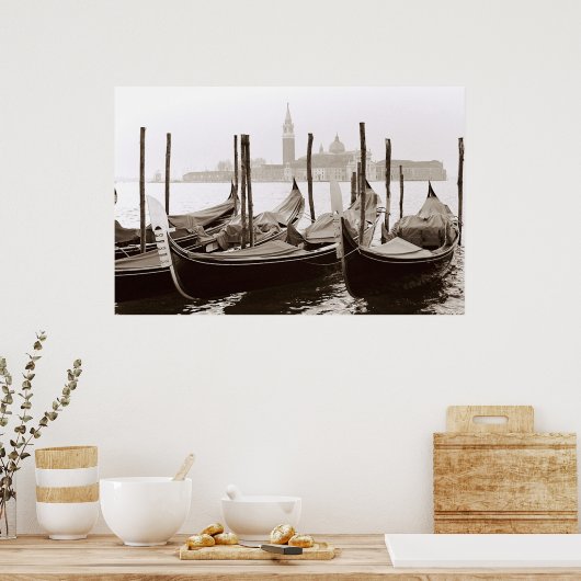 Sepia Gondolas Poster (Küche)