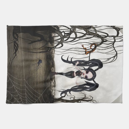 Sepia Goth Girl Handtuch (Horizontal)