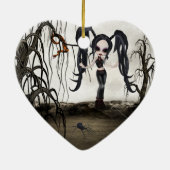 Sepia Goth Girl Keramik Ornament (Hinten)