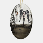 Sepia Goth Girl Keramikornament (Links)