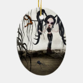 Sepia Goth Girl Keramikornament (Hinten)