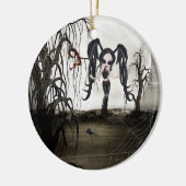 Sepia Goth Girl Keramikornament (Links)