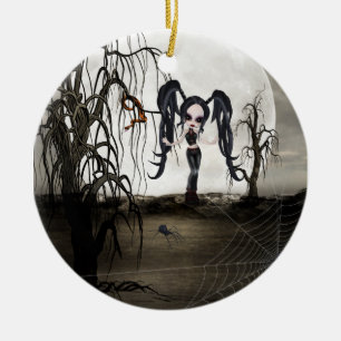 Sepia Goth Girl Keramikornament