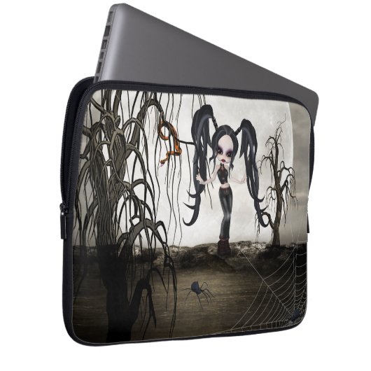 Sepia Goth Girl Laptopschutzhülle (Vorne Rechts)