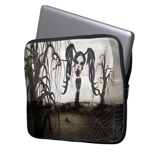 Sepia Goth Girl Laptopschutzhülle (Vorderseite Links)