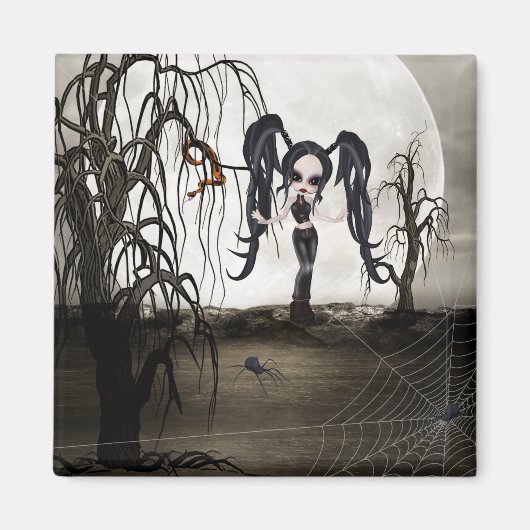 Sepia Goth Girl Magnet (Vorne)