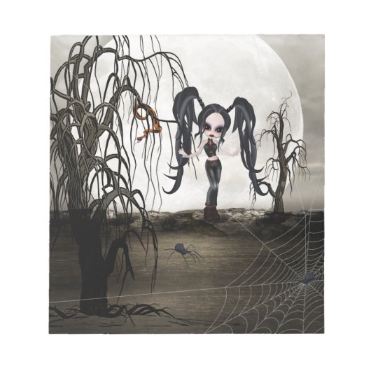 Sepia Goth Girl Notizblock (Vorderseite)