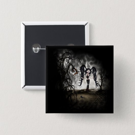 Sepia Goth Girl Vignette Button (Vorne & Hinten)