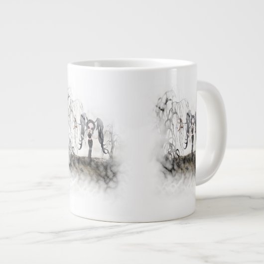 Sepia Goth Girl Vignette Jumbo-Tasse (Vorderseite Rechts)