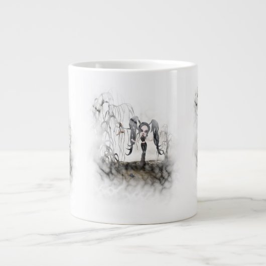 Sepia Goth Girl Vignette Jumbo-Tasse (Vorderseite)