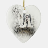 Sepia Goth Girl Vignette Keramikornament (Rechts)