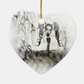 Sepia Goth Girl Vignette Keramikornament (Hinten)