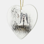 Sepia Goth Girl Vignette Keramikornament (Links)