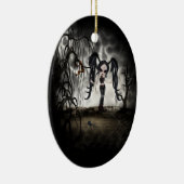 Sepia Goth Girl Vignette Keramikornament (Rechts)