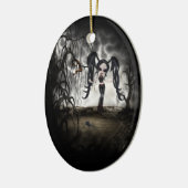Sepia Goth Girl Vignette Keramikornament (Links)